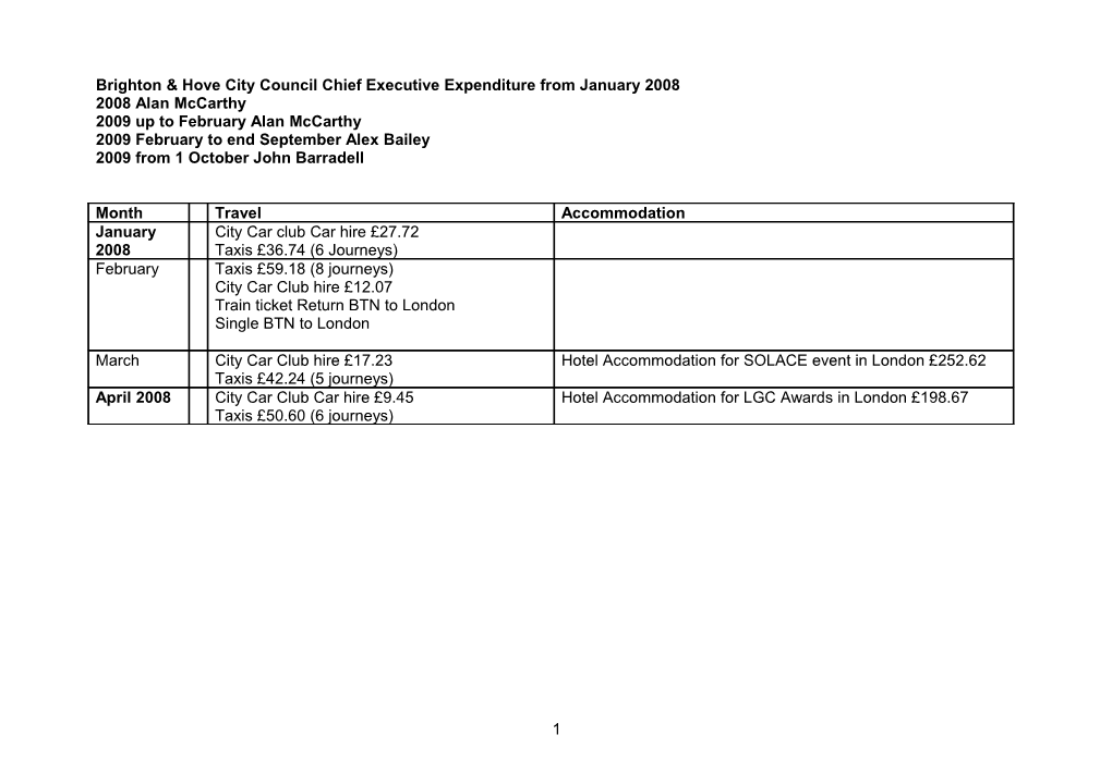 Brighton & Hove City Council Chief Executive Expenditure from January 2008