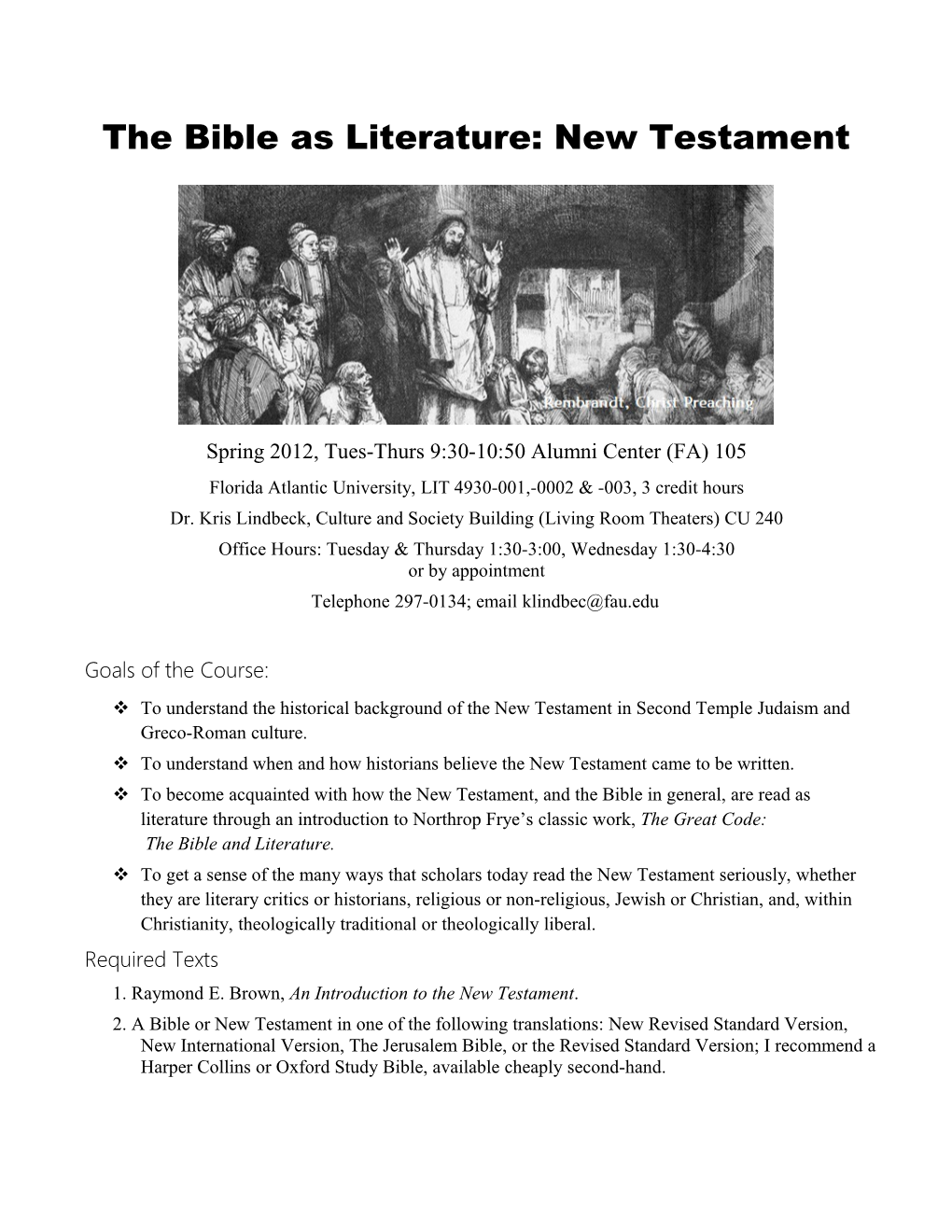 The Bible As Literature: New Testament