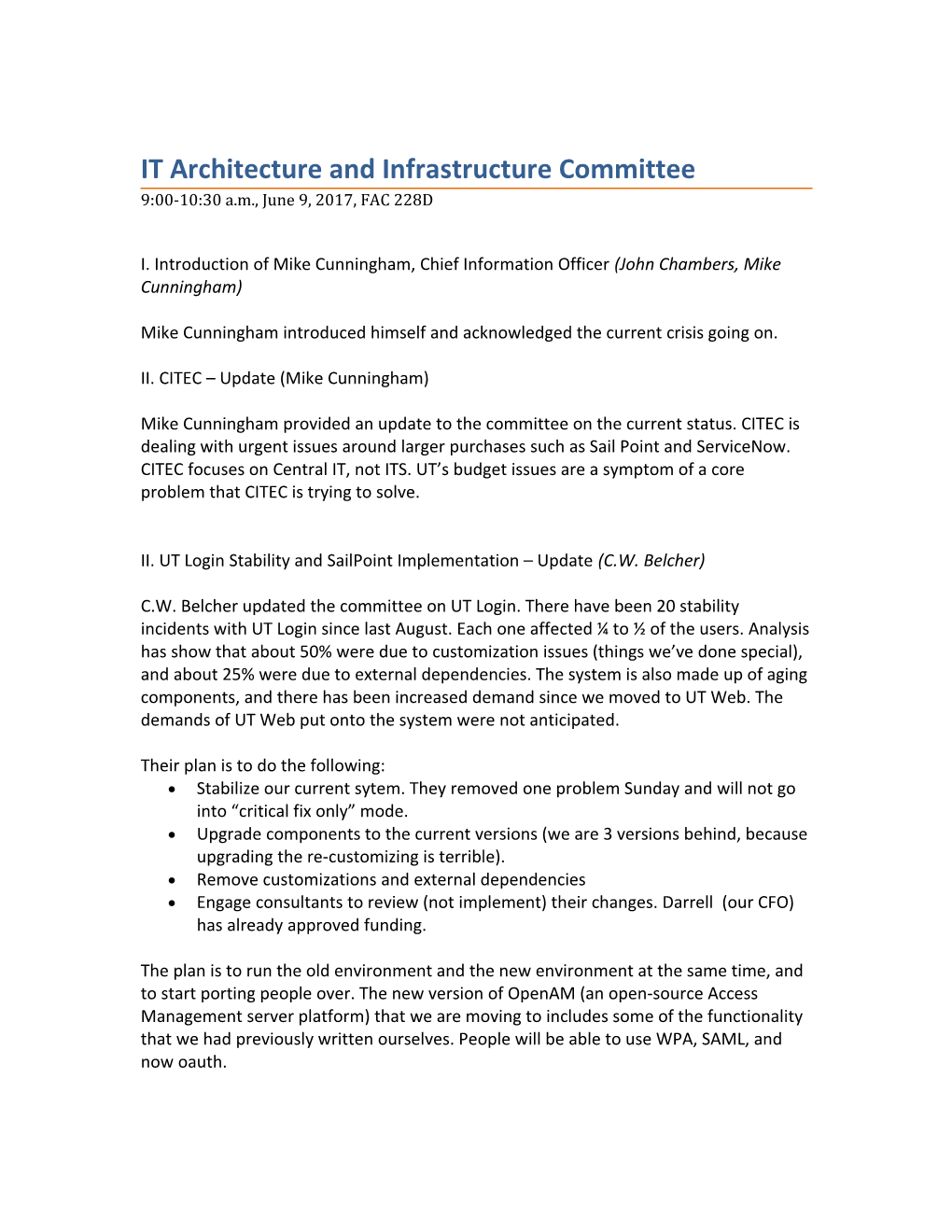 IT Architecture and Infrastructure Committee s1