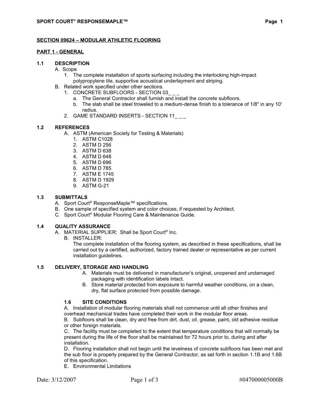 Response Maple Specification