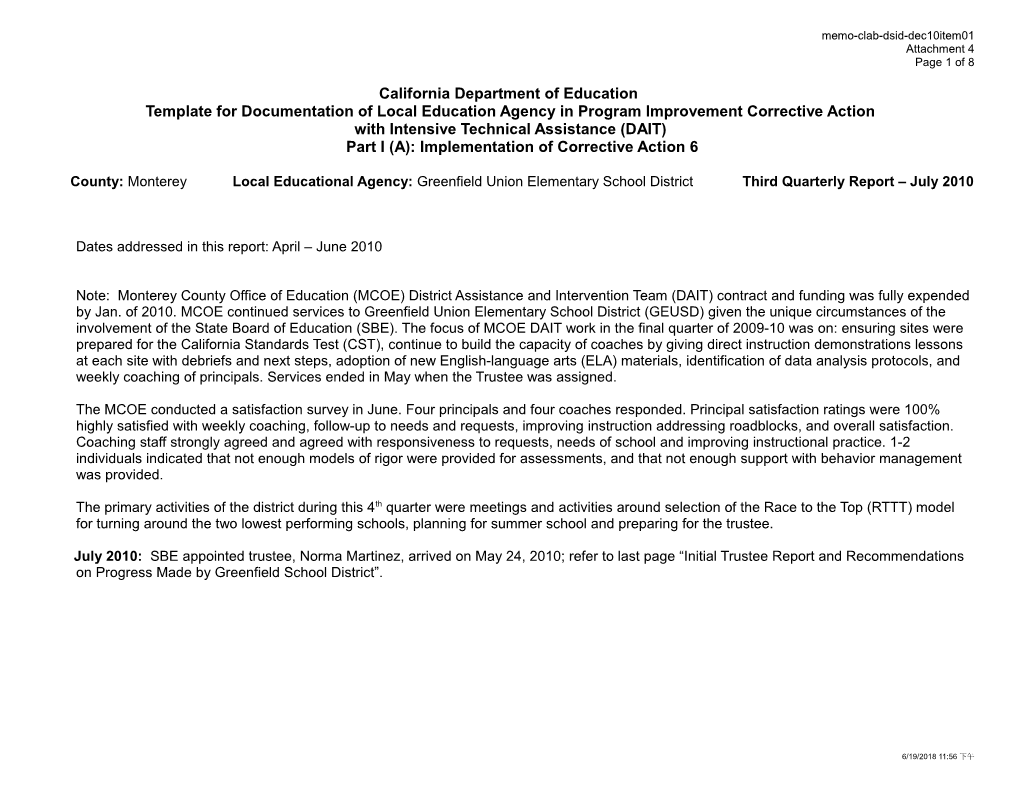 December 2010 Memorandum CLAB Item 1 Attachment 4 - Information Memorandum (CA State Board