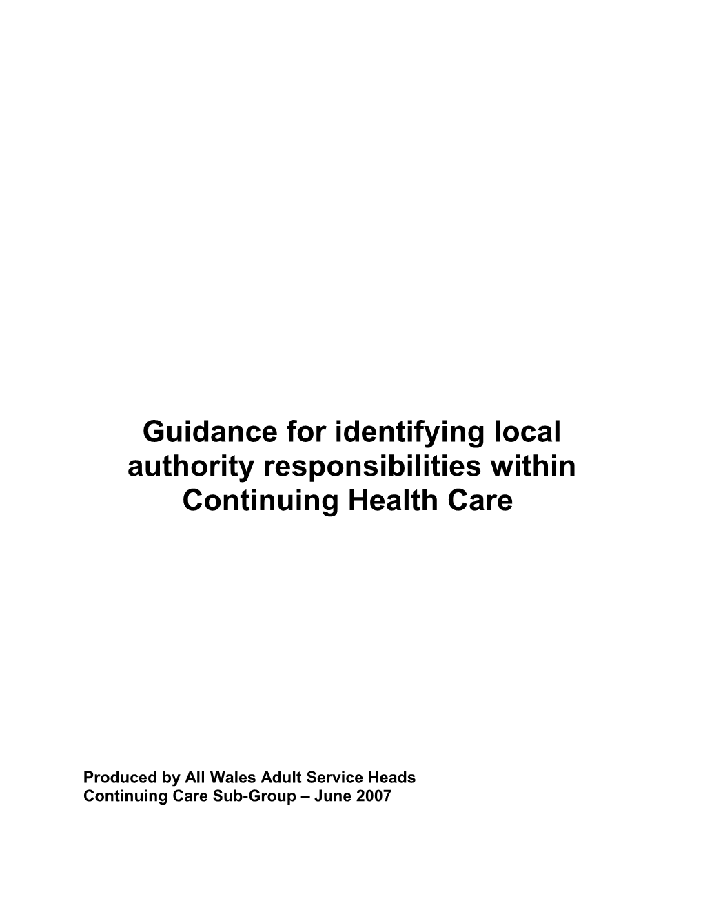 Guidance for Identifying Local Authority Responsibilities Within Continuing Health Care