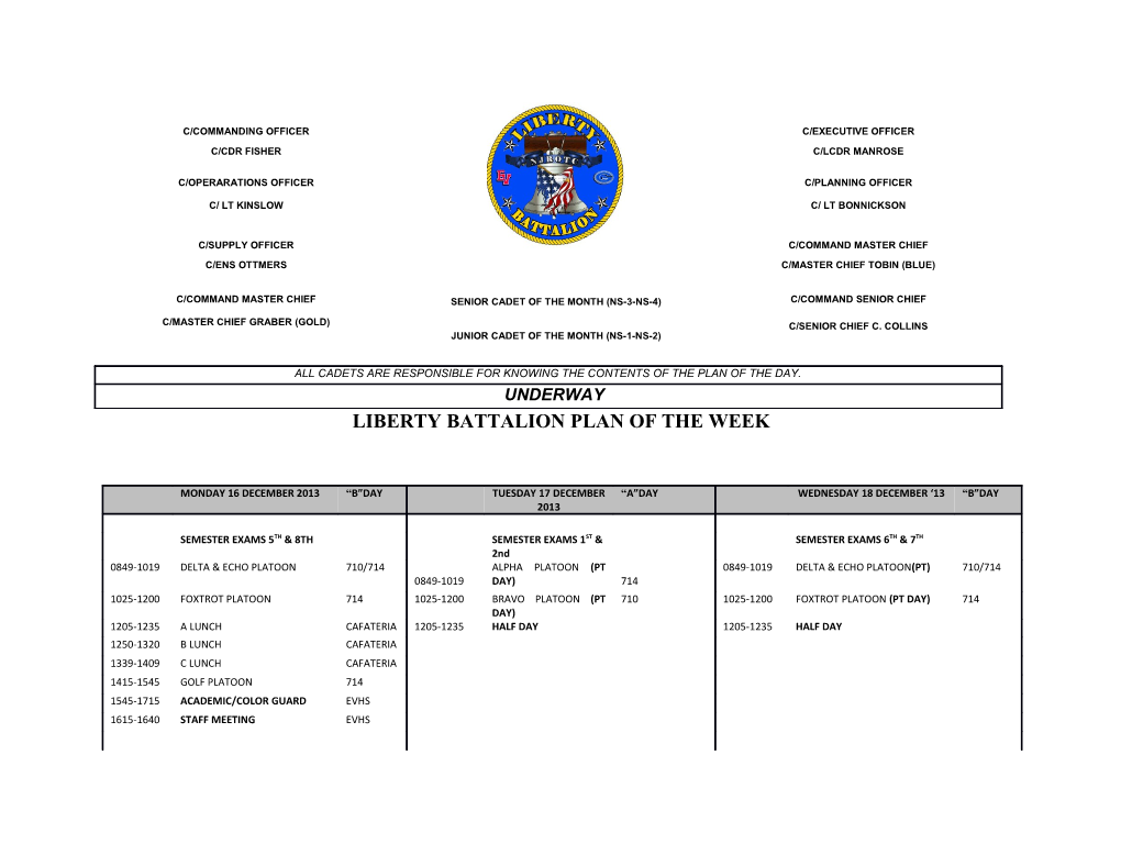 Liberty Battalion Plan of the Week