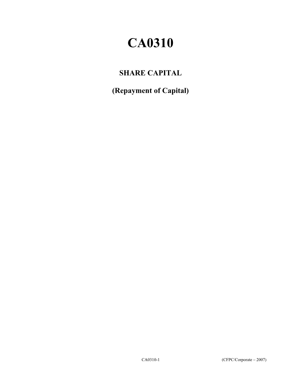 Ca0310 - Share Capital (Repayment of Capital)