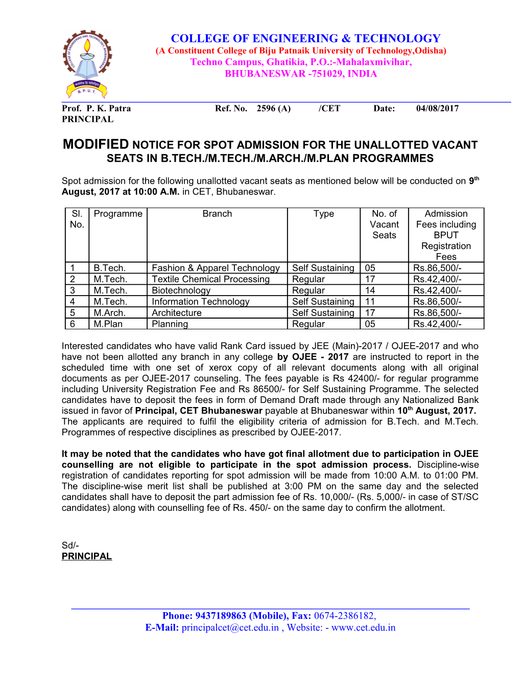 A Constituent College of Biju Patnaik University of Technology,Odisha