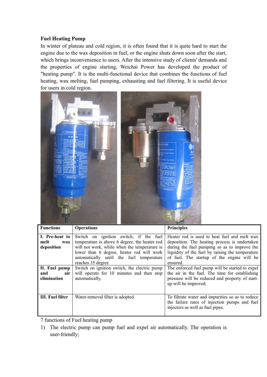 Fuel Heating Pump