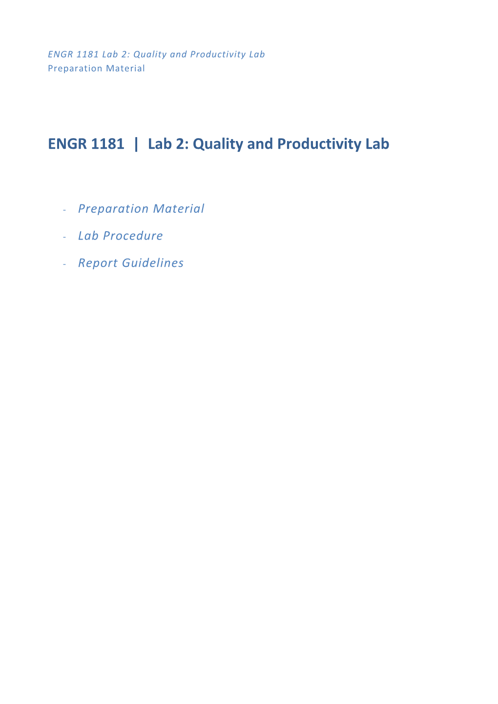 ENGR 1181 Lab 2: Quality and Productivity Lab