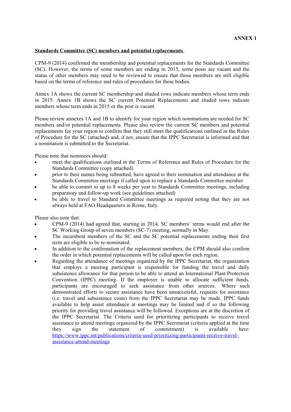 Standards Committee (SC) Members and Potential Replacements