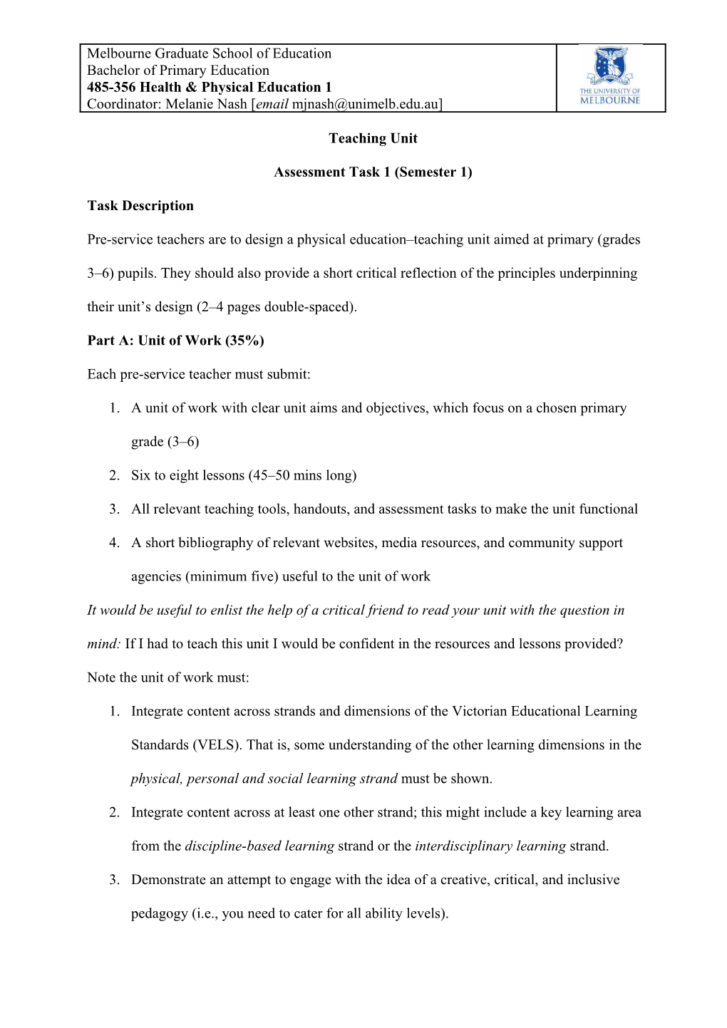 Assessment Task 2 (Semester 1)