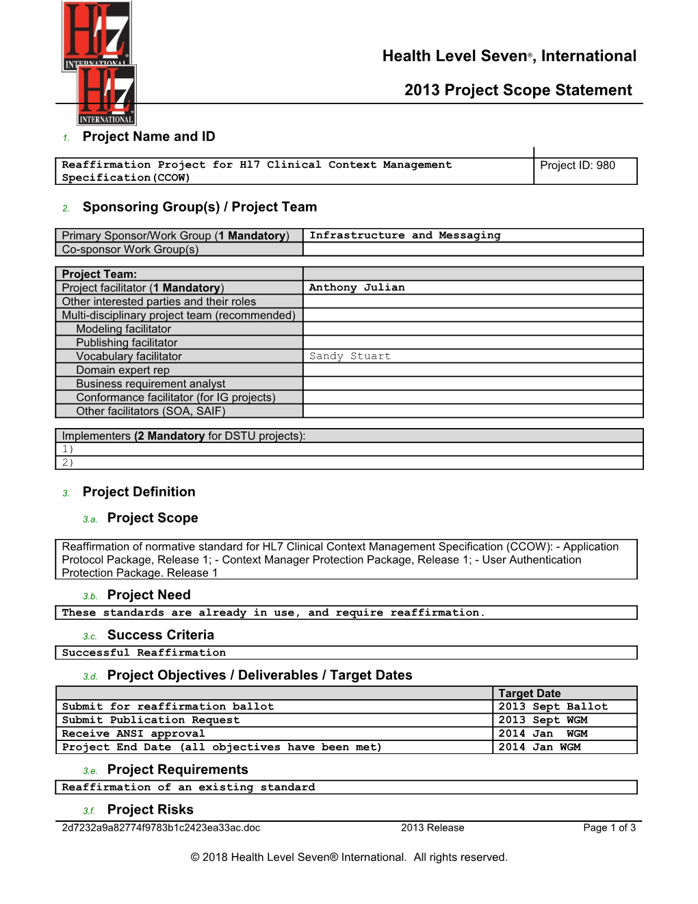 HL7 Project Scope Statement s2