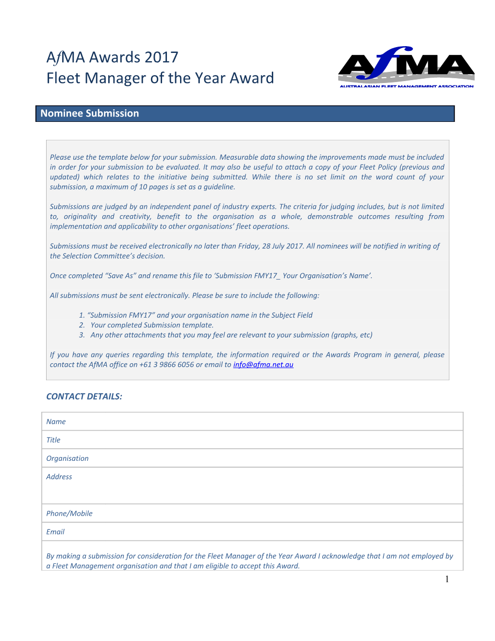 Fleet Manager of the Year Award