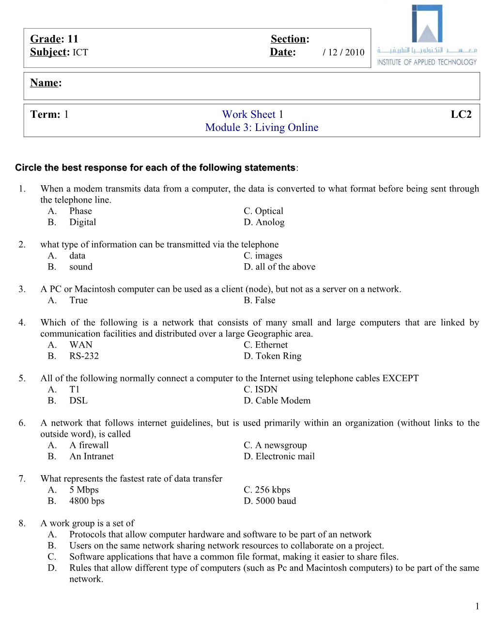 Module 3: Living Online s1