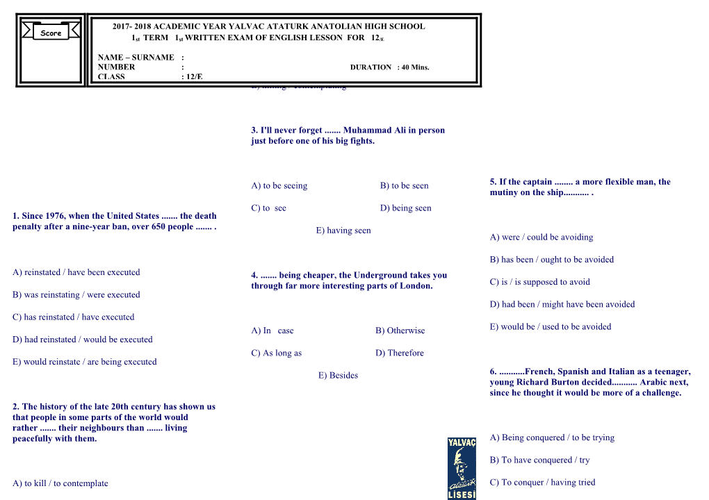 Tense Test 4 (25 Questions)