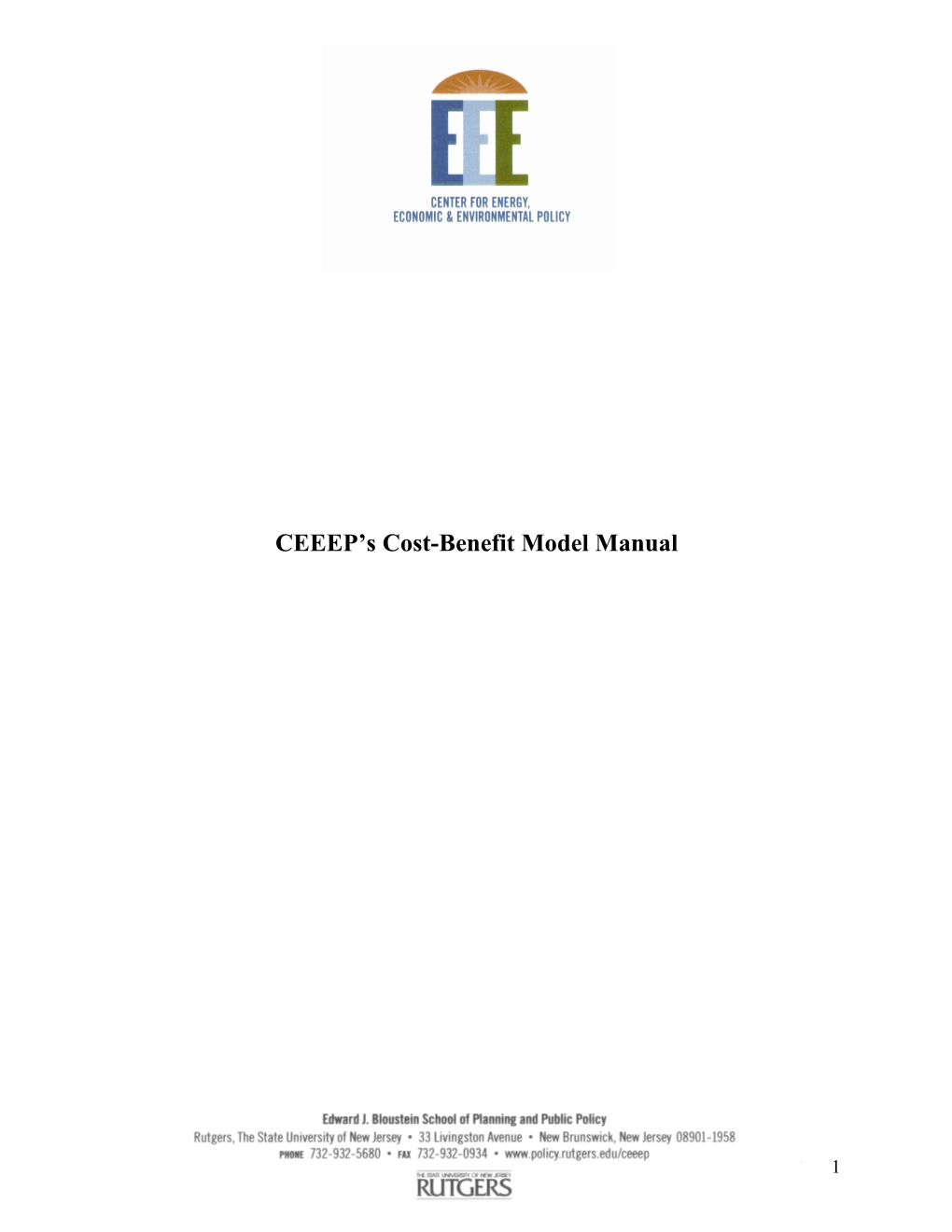 CEEEP S Cost-Benefit Model Manual