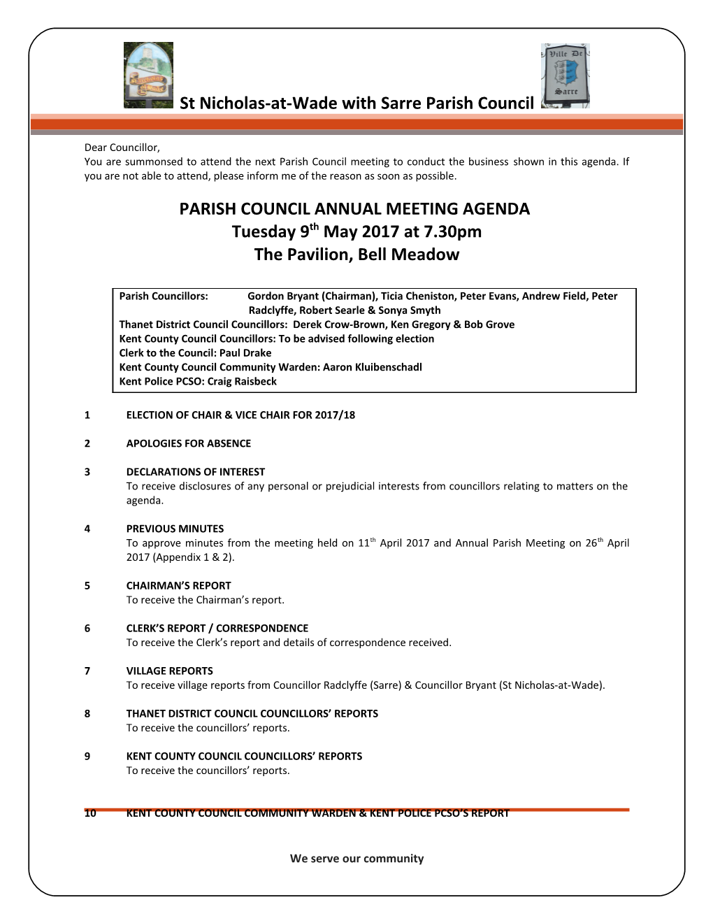 Parish Council Annual Meeting Agenda