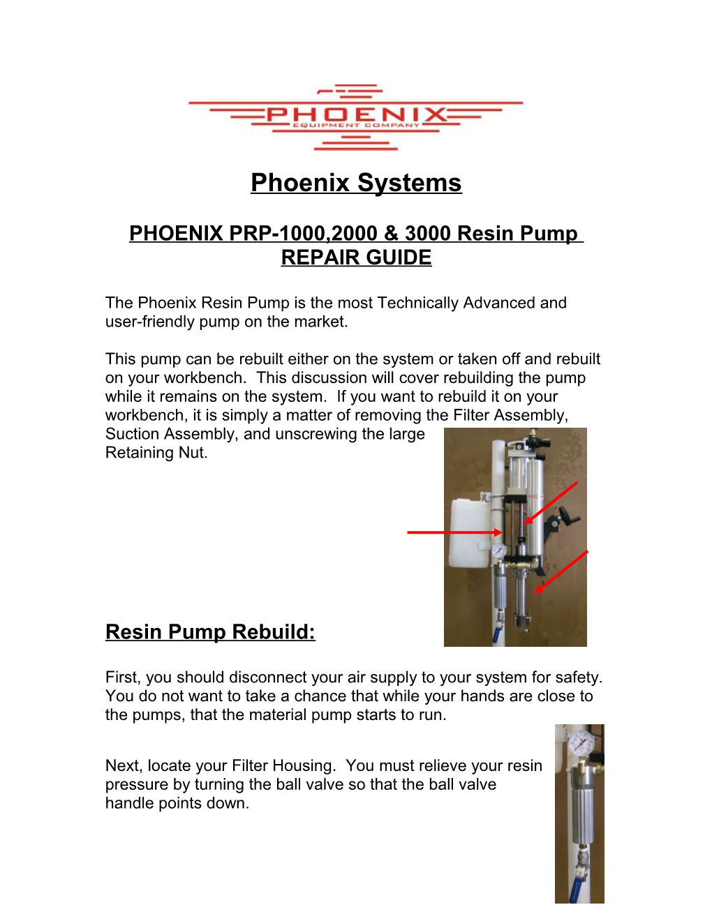 PHOENIX PRP-1000,2000 & 3000 Resin Pump