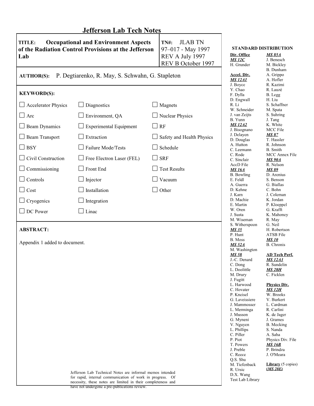 Occupational and Environment Aspects of the Radiation Control Provisions at the Jefferson Lab