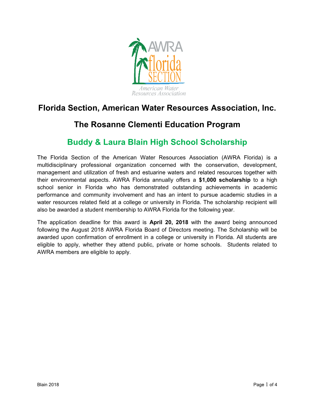 Florida Section, American Water Resources Association, Inc