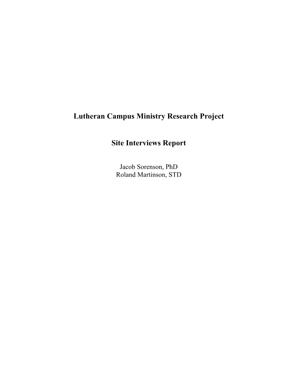 Lutheran Campus Ministry Research Project