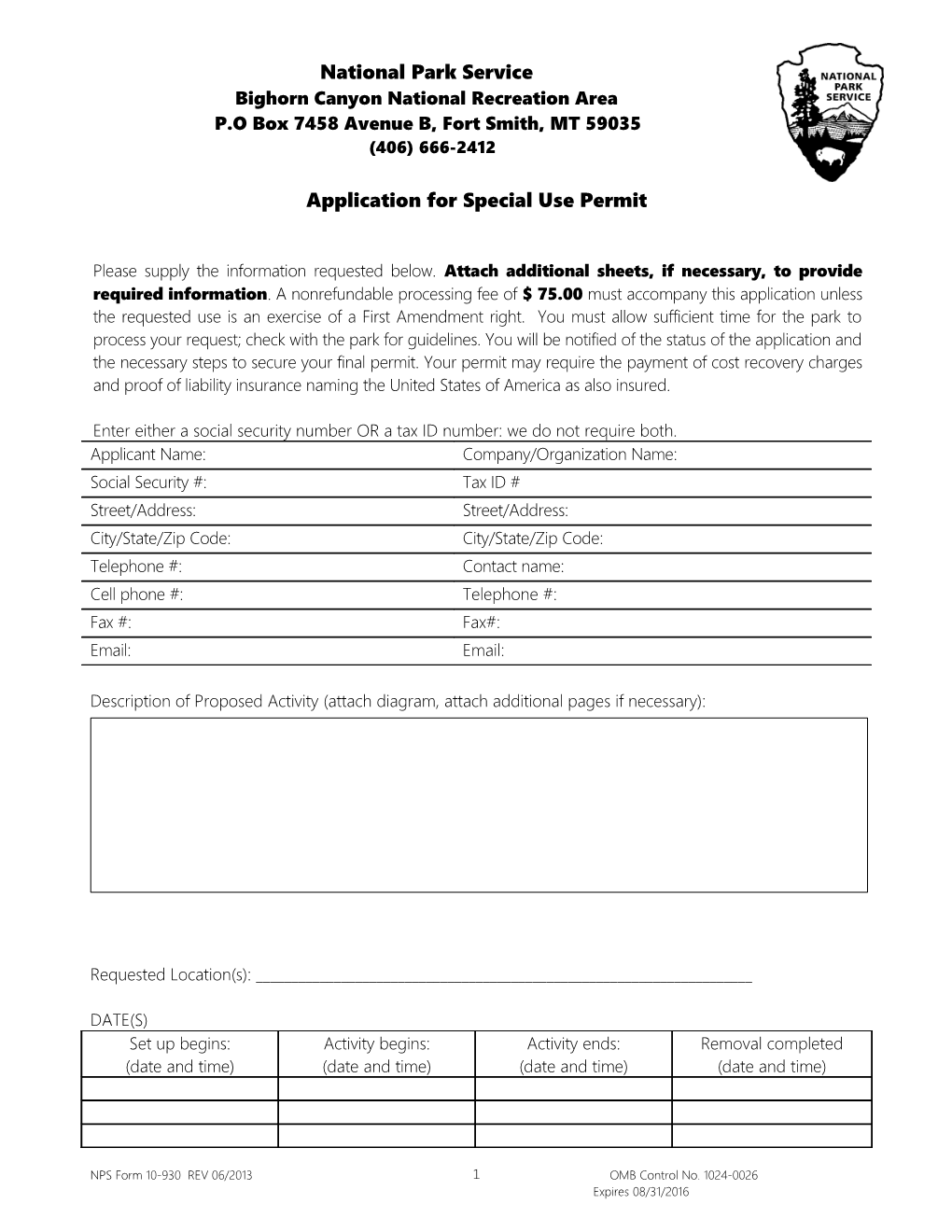 Application for Special Use Permit Long Form