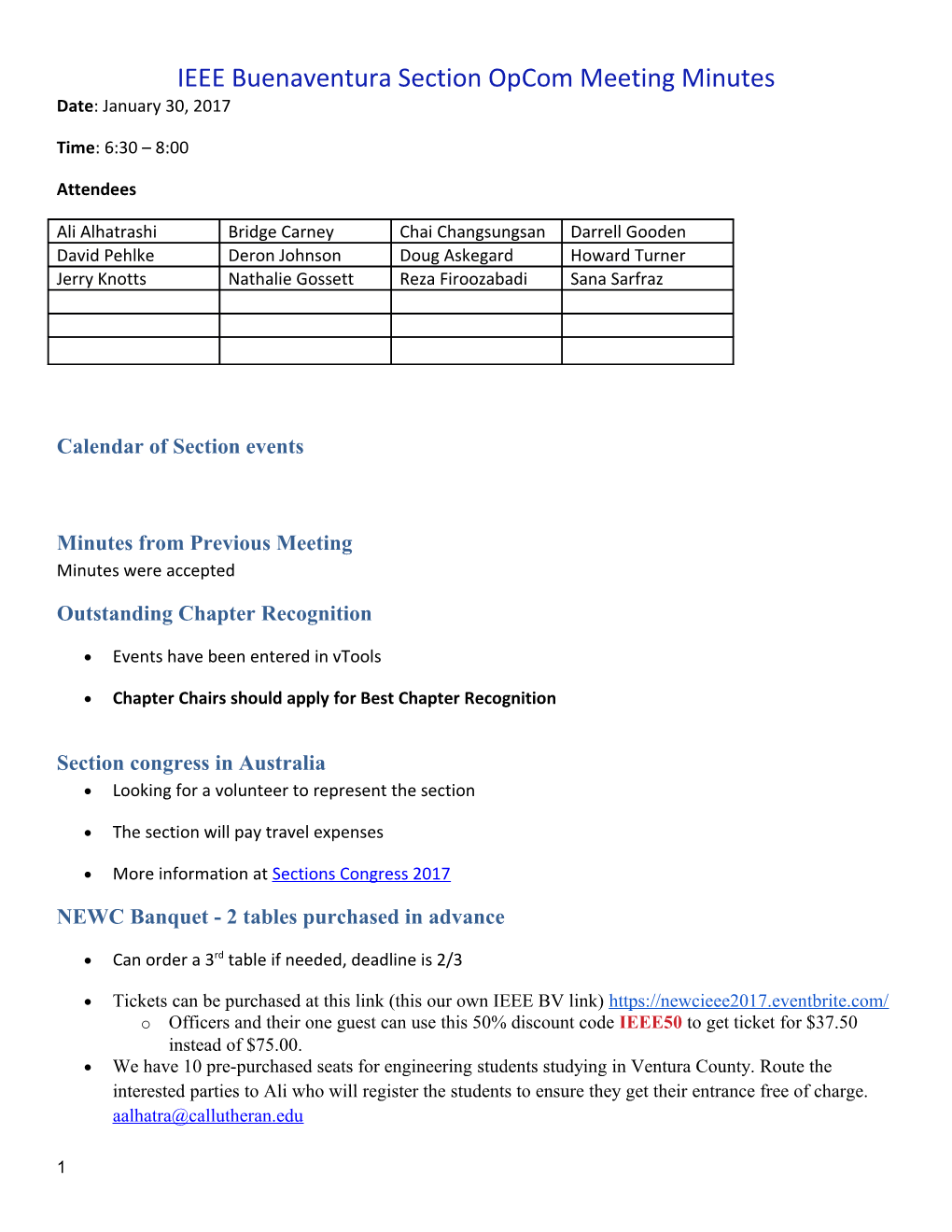 IEEE Buenaventura Sectionopcom Meeting Minutes