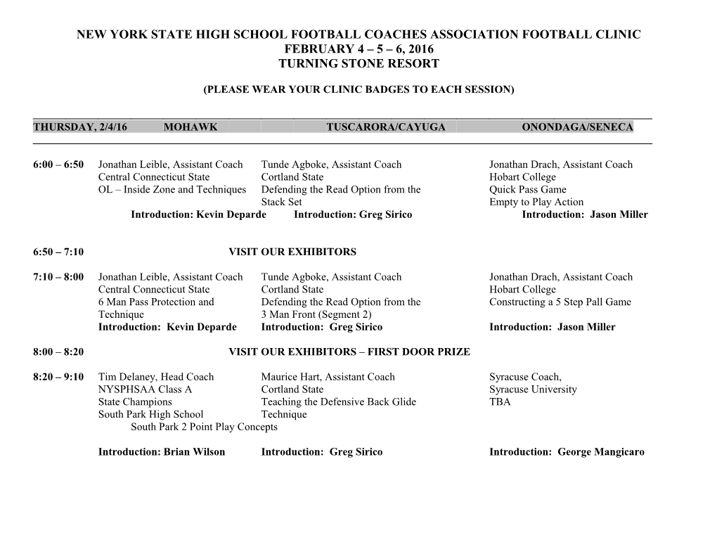 New York State High School Football Coaches Association Football Clinic