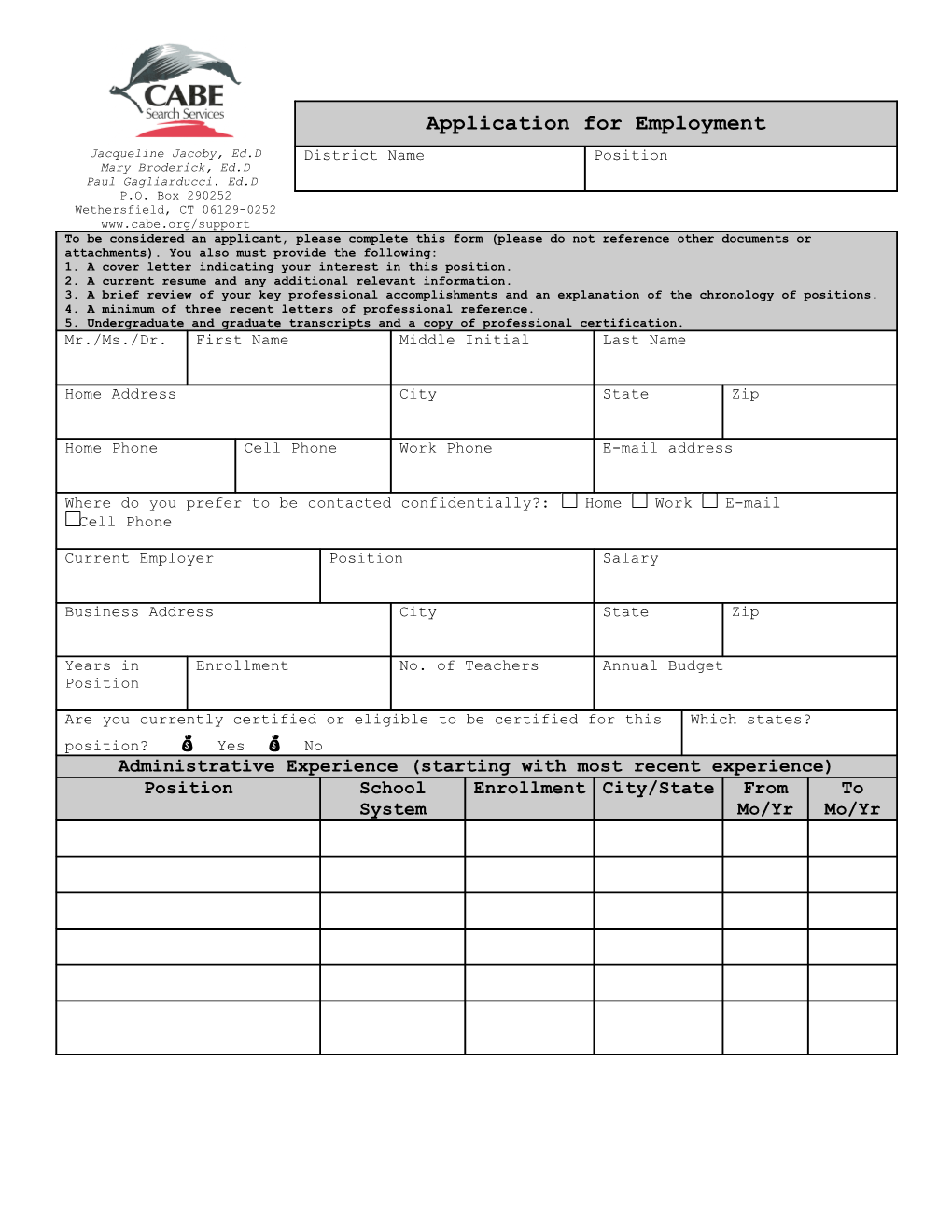 Application for Employment s70