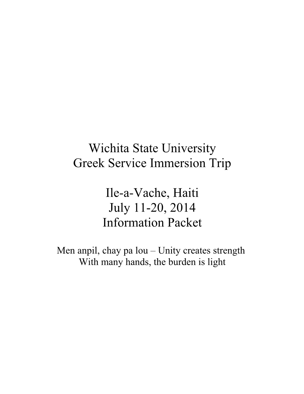 Wichita State University Greek Service Immersion Trip