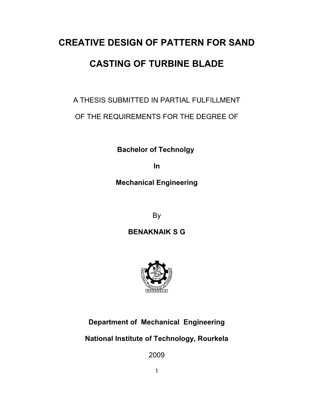 Creative Design of Pattern for Sand Casting of Turbine Blade