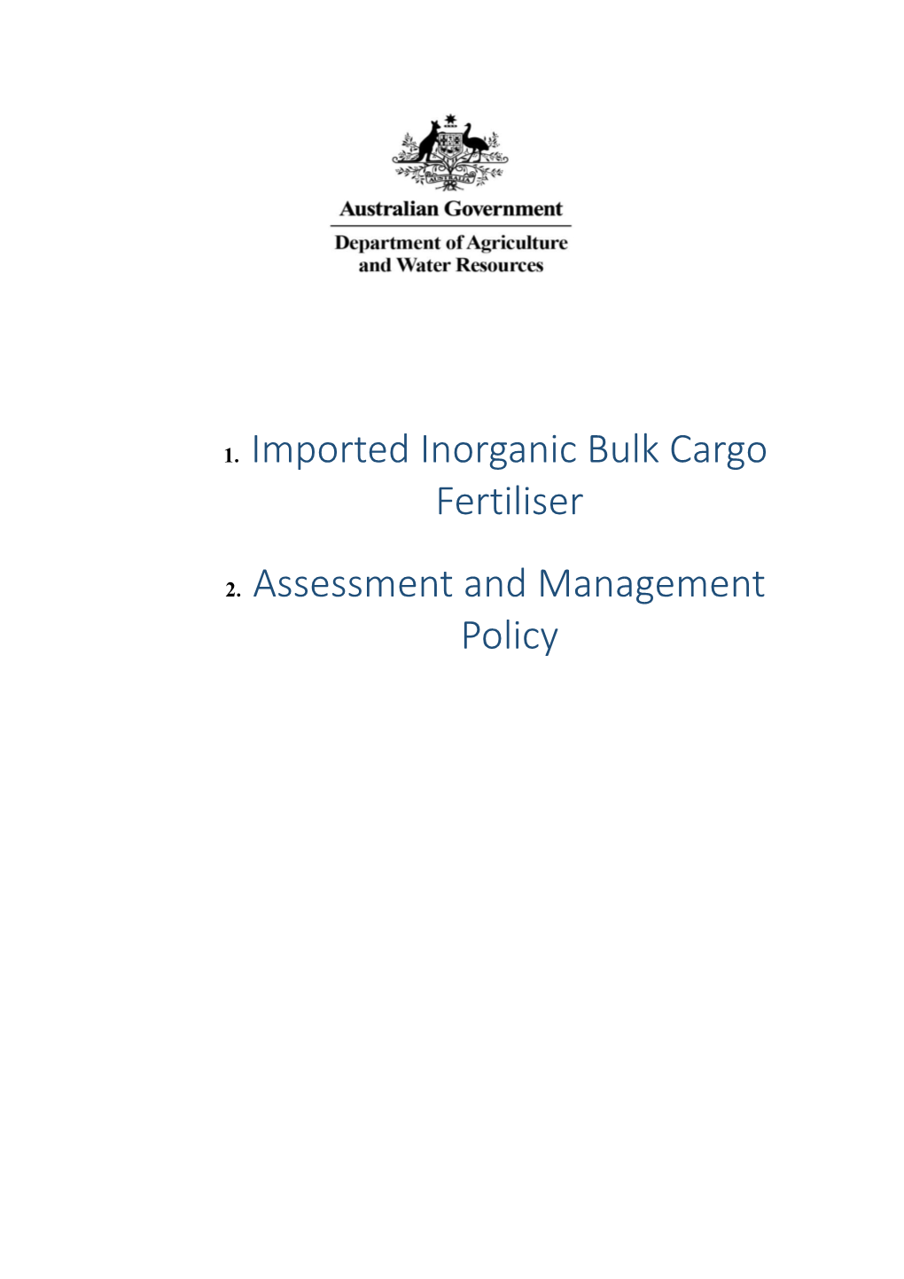 Imported Inorganic Bulk Cargo Fertiliser