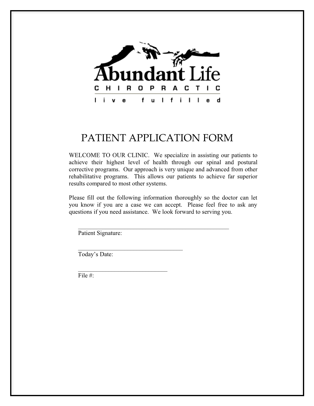 Patient Application Form
