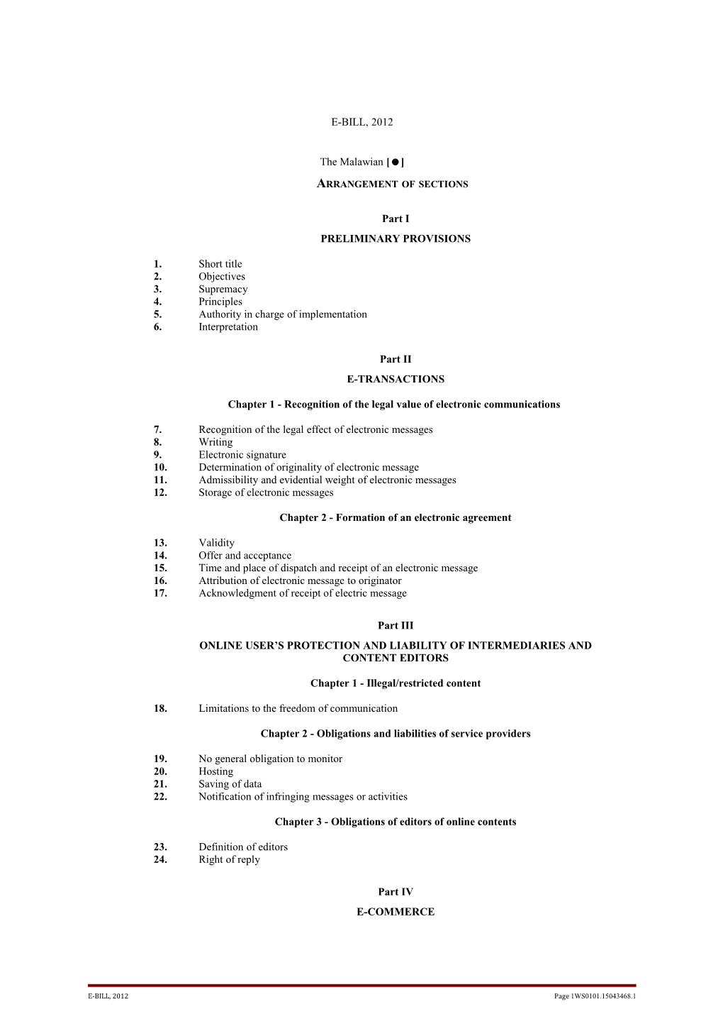 Arrangement of Sections