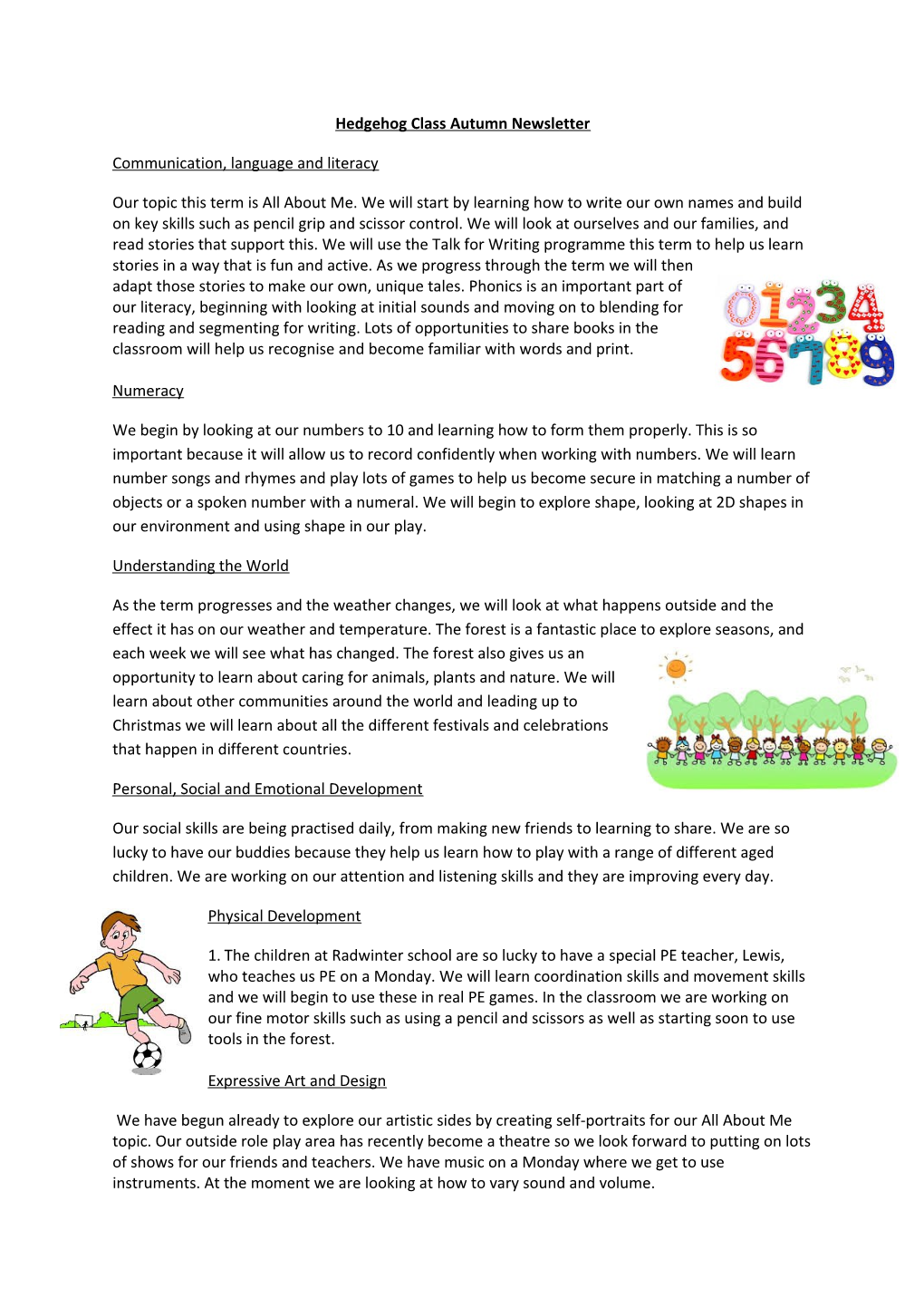 Hedgehog Class Autumn Newsletter