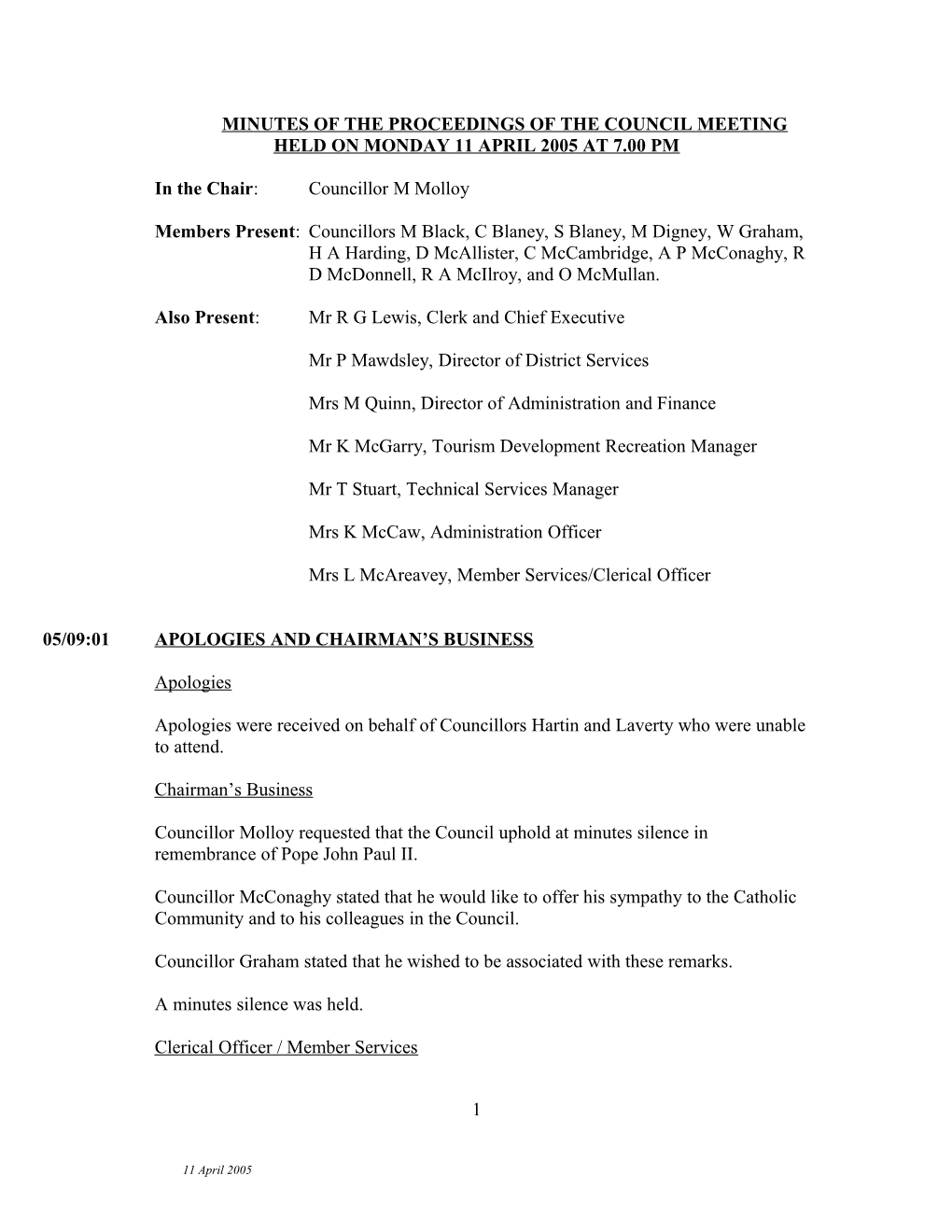 Minutes of the Proceedings of the Council Meeting Held s7