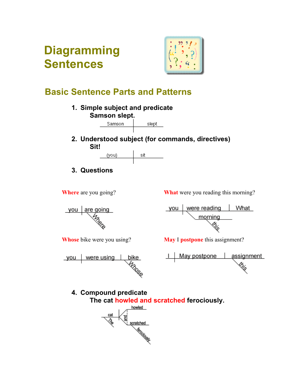 Basic Sentence Parts and Patterns