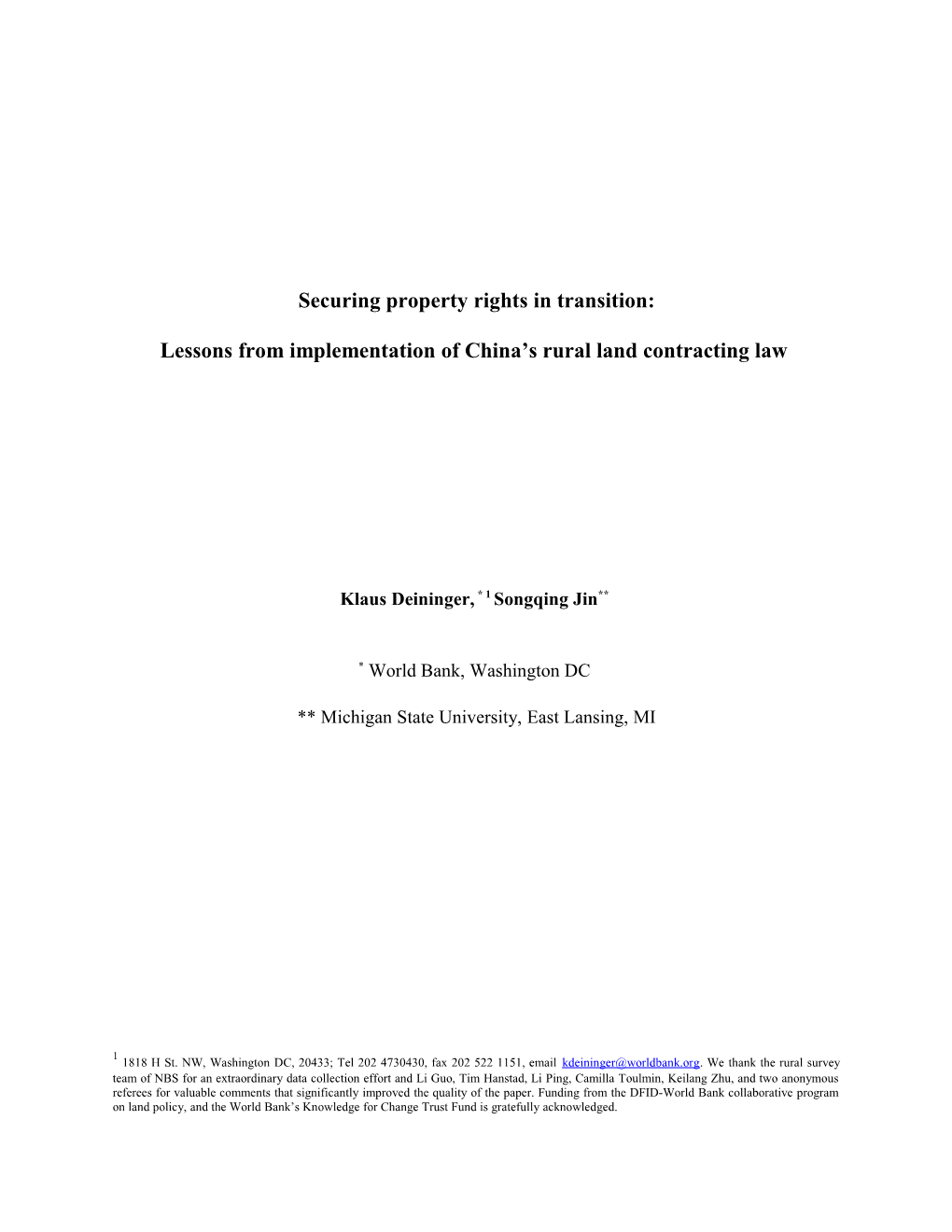 Securing Property Rights in Transition
