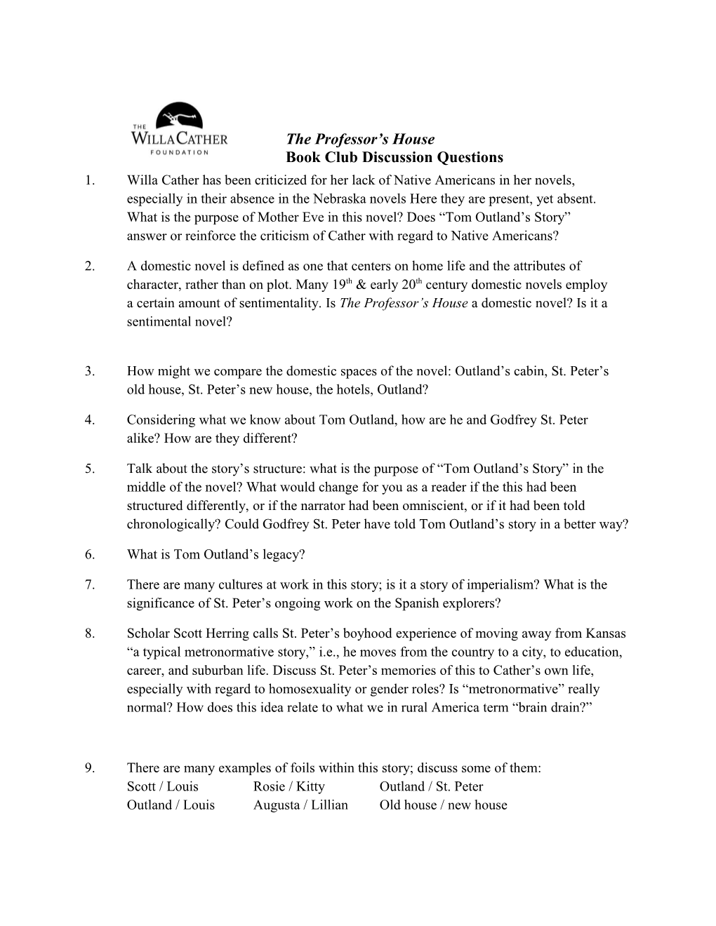 The Professor S House Book Club Discussion Questions