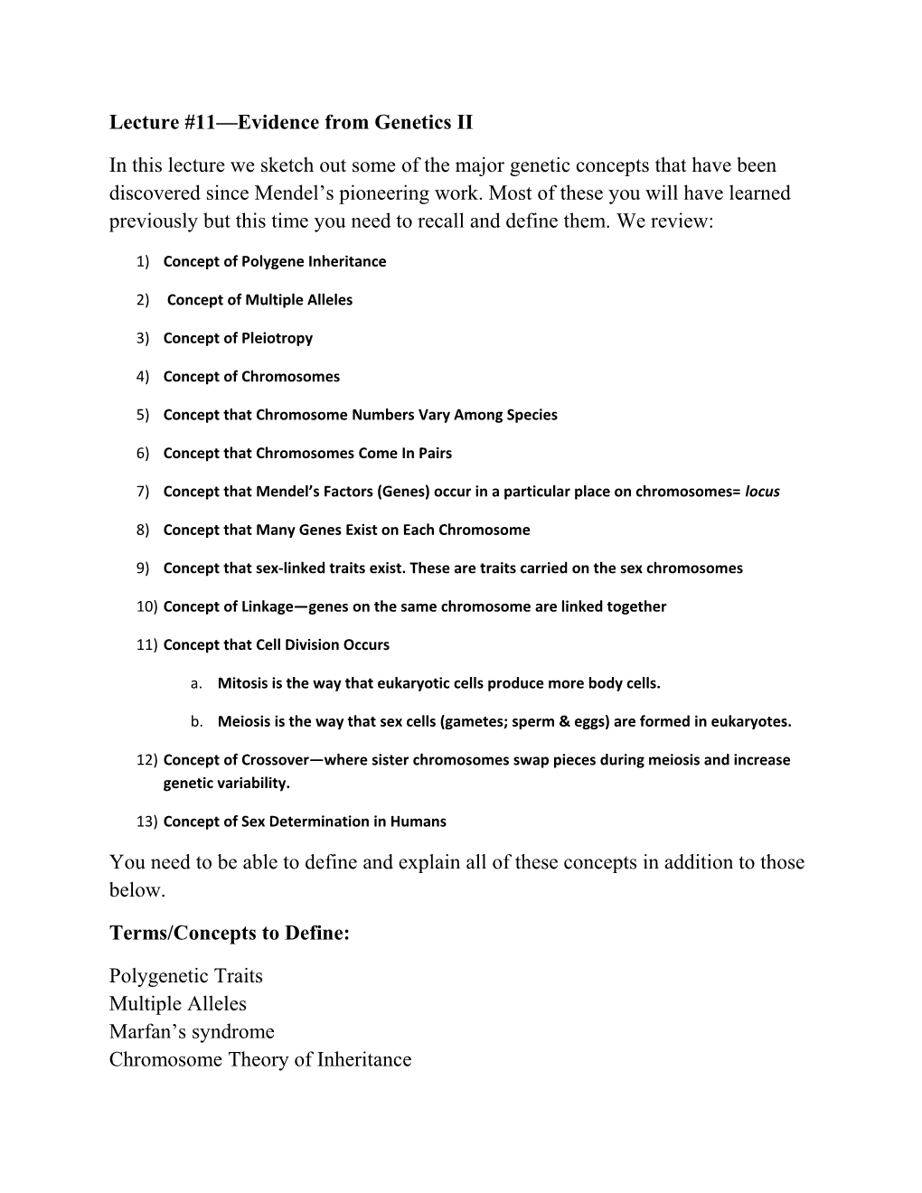 Lecture #11 Evidence from Genetics II