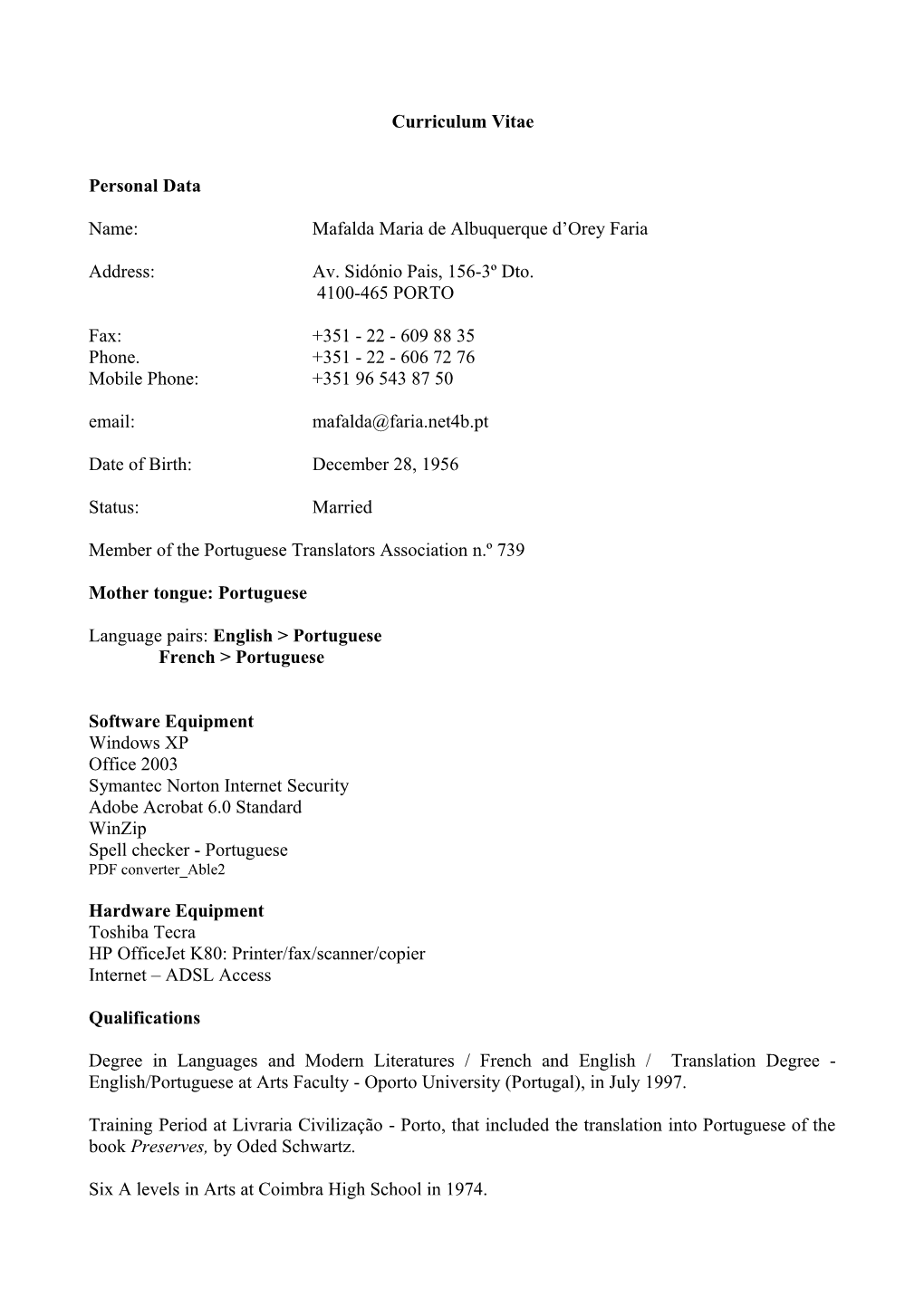 Curriculum Vitae s309