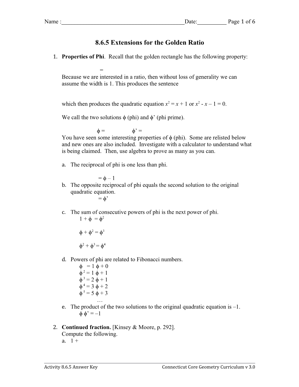 8.6.5 Extensions Forthe Golden Ratio