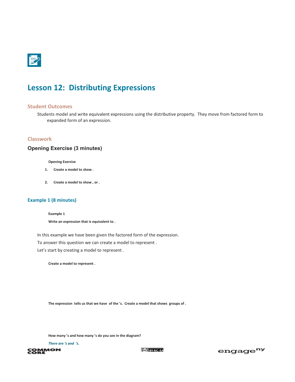 Lesson 12: Distributing Expressions