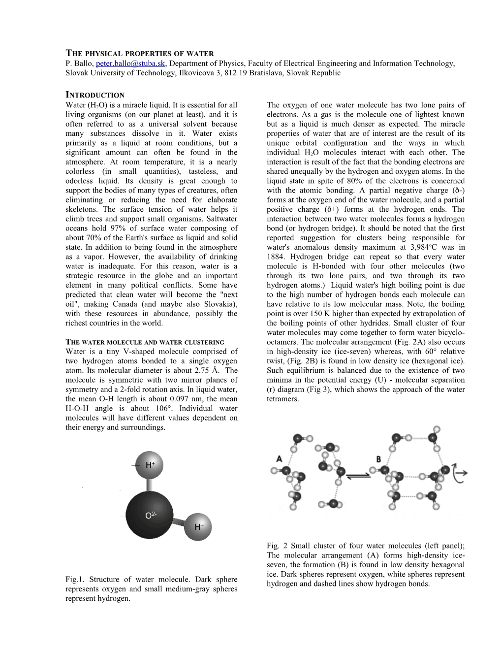 The Physical Properties of Water