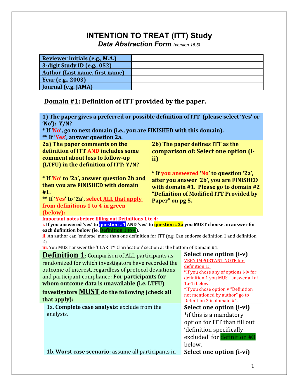 INTENTION to TREAT (ITT) Study