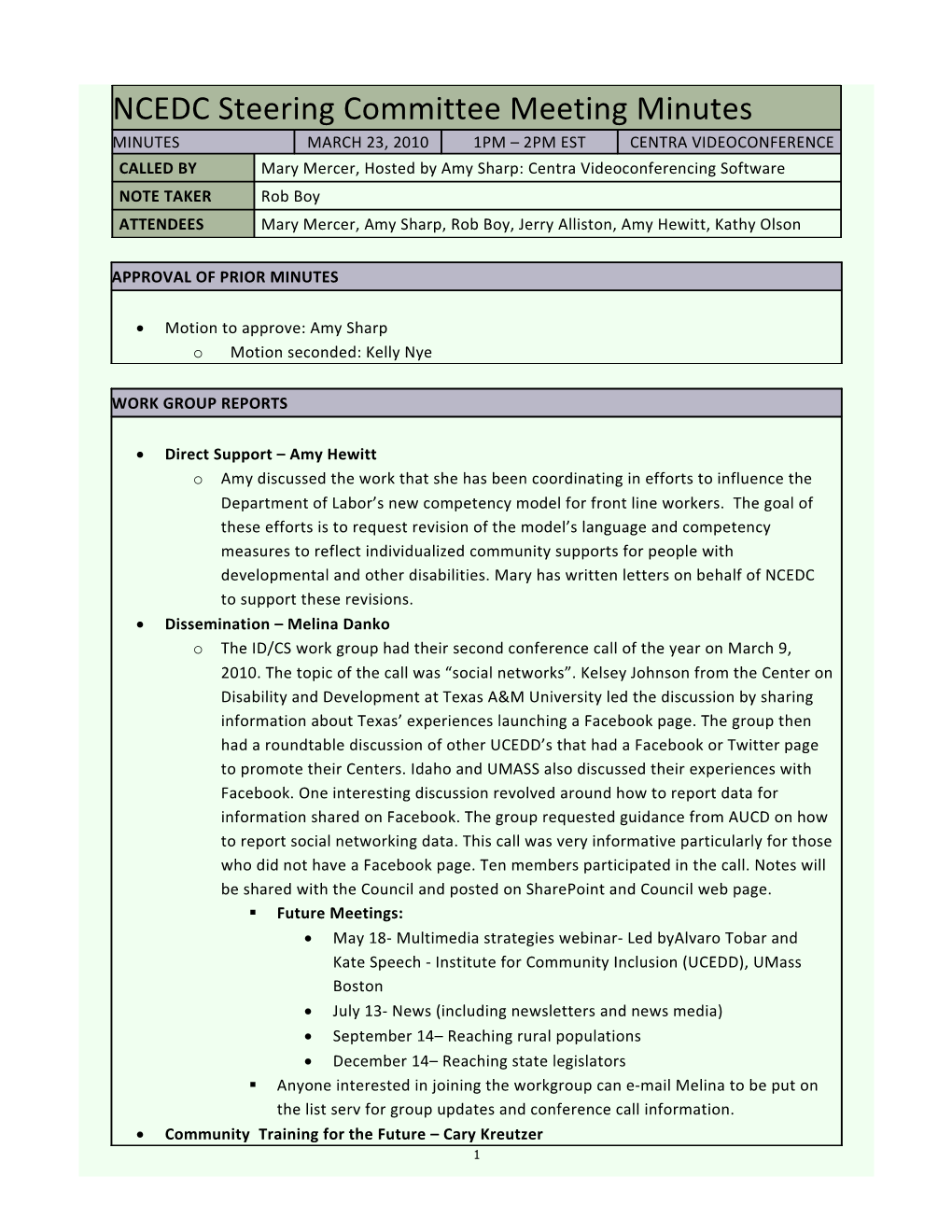 NCEDC Steering Committee Meeting Minutes