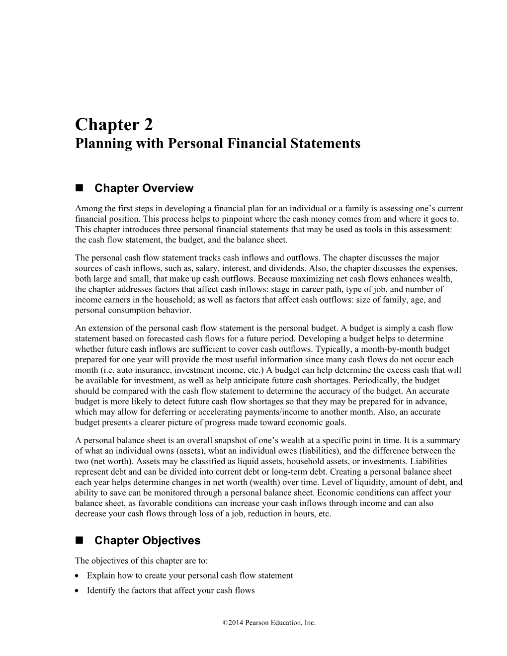 Chapter 2 Planning with Personal Financial Statements 1