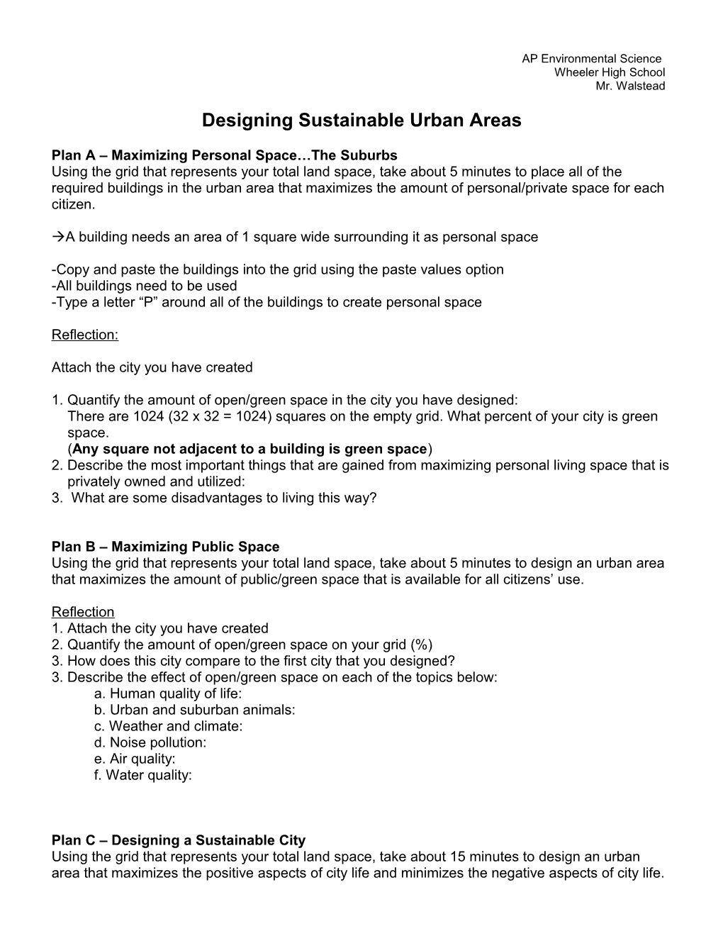 Designing Sustainable Urban Areas