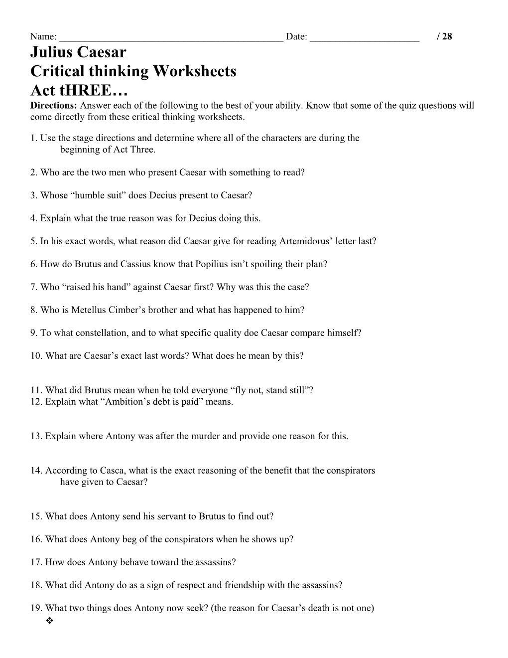Critical Thinking Worksheets