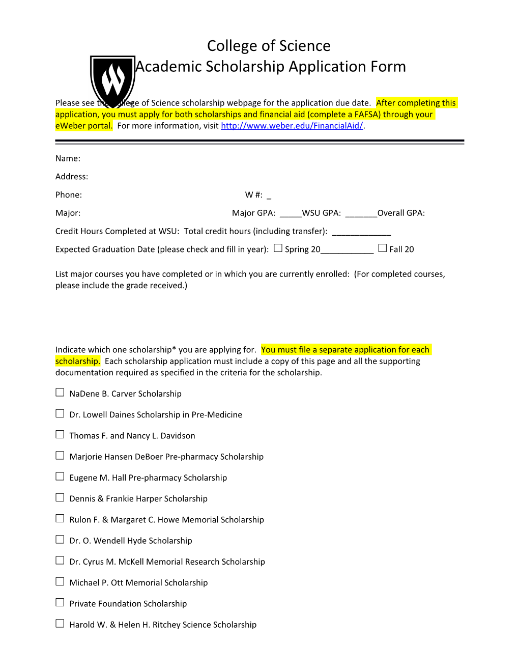 Academic Scholarship Application Form s1