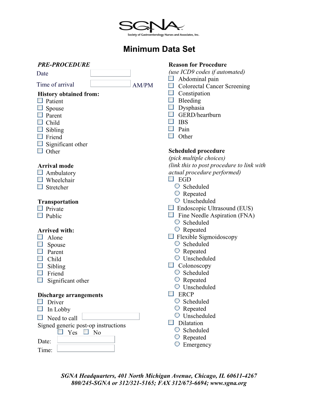 Minimum Data Set