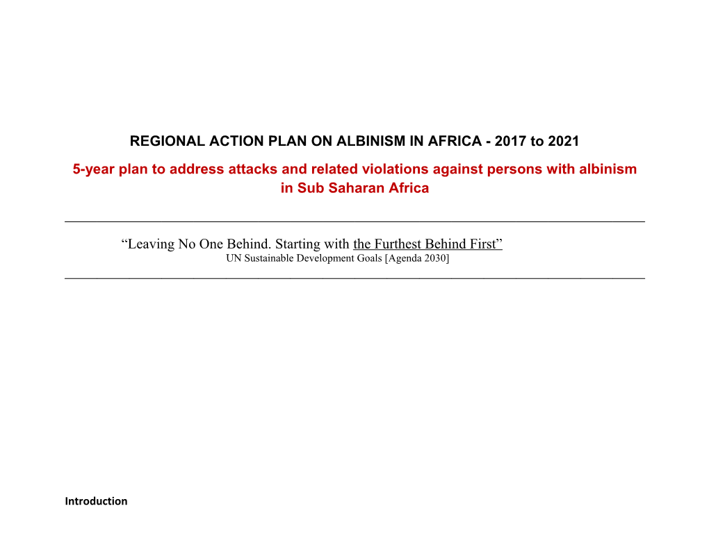 REGIONAL ACTION PLAN on ALBINISM in AFRICA - 2017 to 2021